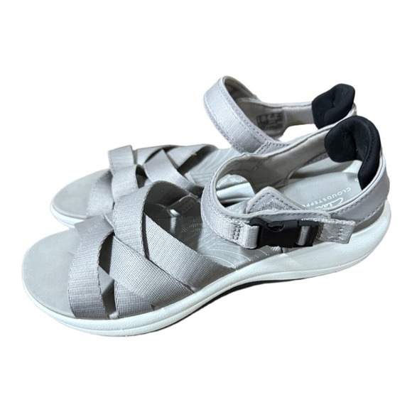 Clarks MIRA TIDE Cloudsteppers Gray Designer Comfort Sandal Size 7 - Picture 3 of 7